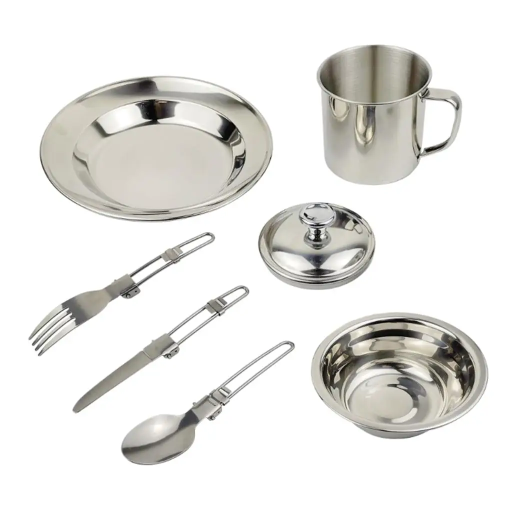 

Outdoor Tableware Mess Kit with Bowl Plate Cup with Hiking