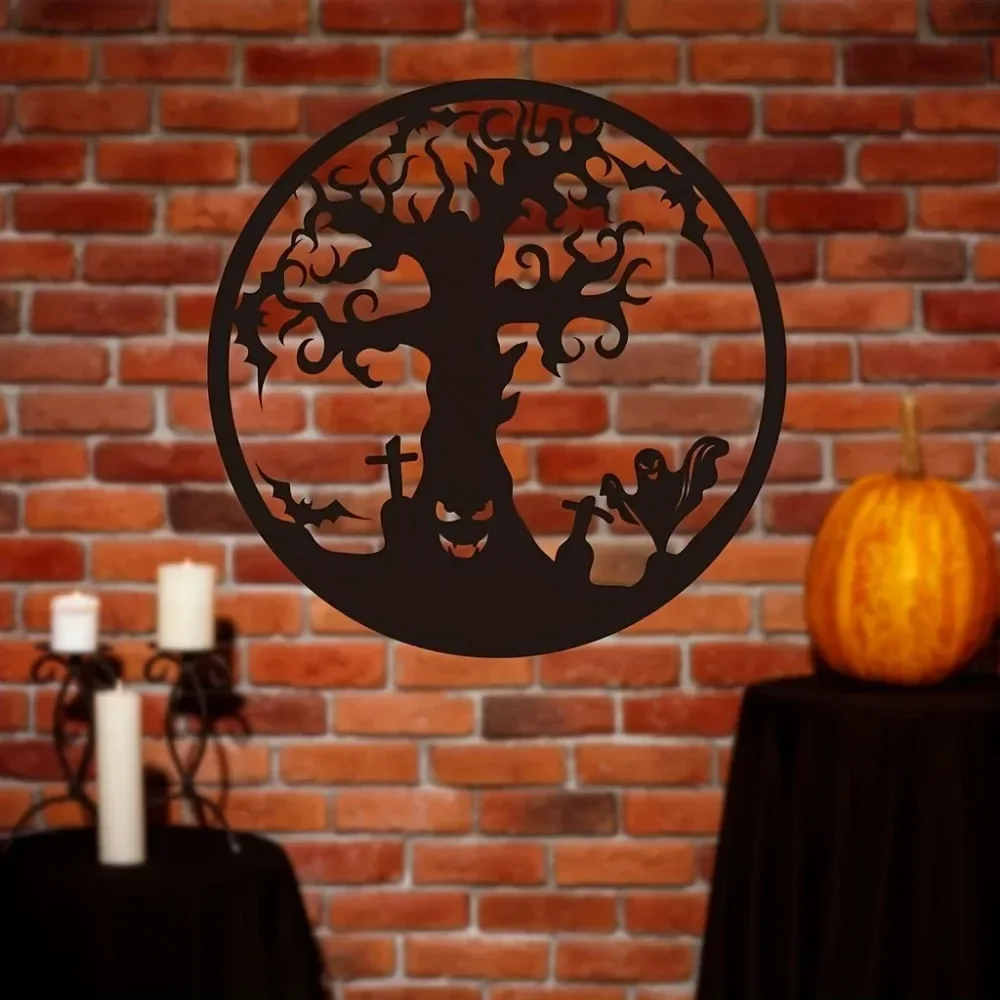 Металлический настенный декор Хэллоуин с изображением дерева: очаровательный