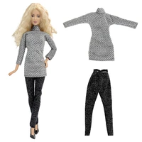 nk official fashion outfit casual grey shirt black slim trouseres summer party clothes for barbie doll toy accessories