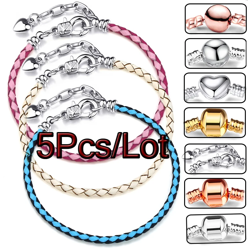 

5 шт./лот 2022 Новинка модная кожаная цепочка очаровательные браслеты с круглым сердцем браслеты для женщин и мужчин ювелирные изделия оптом