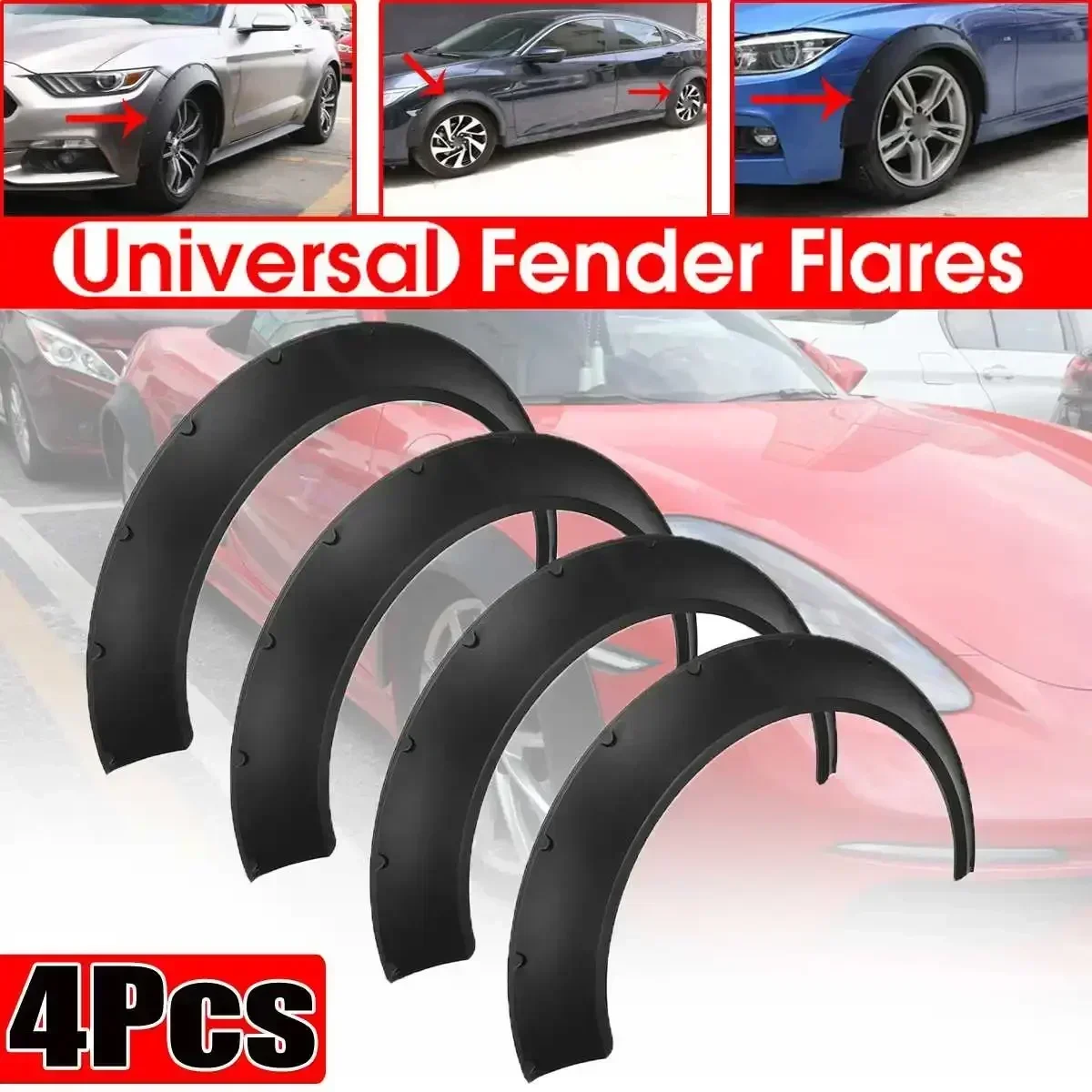 4x Flexible Universal Car Wide For Fender Flares Wheel Arches BMW F32 F33 F36 E90 E92 E93 BENZ W205 W204 W203 Body Kit