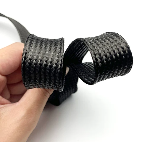1 м высокотемпературный рукав для кабеля из углеродного волокна 4-40 мм высокопрочная износостойкая телескопическая плетеная сетчатая трубка