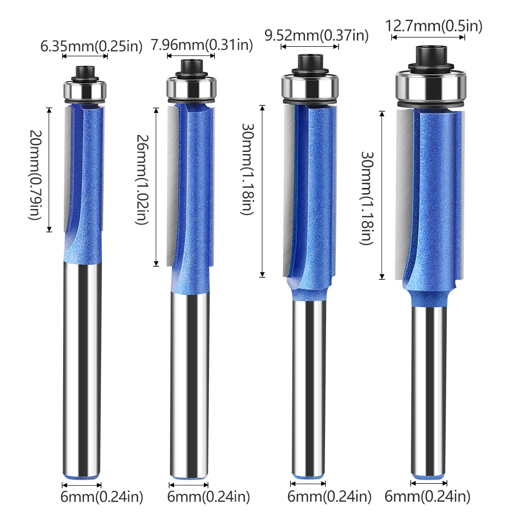 

Концевая фреза с хвостовиком 6 мм 1/4 дюйма, с подшипником