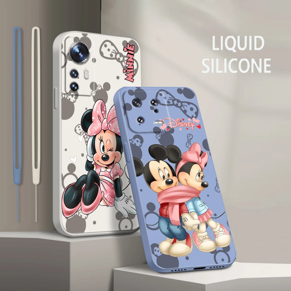 

Minnie Mickey Mouse For Xiaomi Mi 13 12 12T 11 11T 10 10T 9 9SE Lite Pro Ultra A3 Liquid Rope Shockproof Phone Case Coque Capa