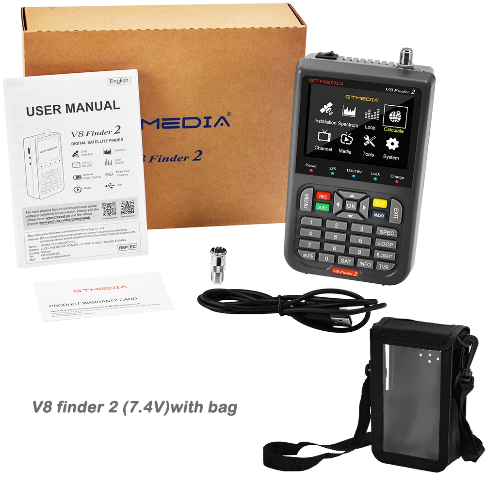 Gtmedia V8 Finder Meter DVB-S2/S2X Satellite Meter Finder High Definition 1080P HD ACM Sat Finder Meter with 3000mA Battery images - 6