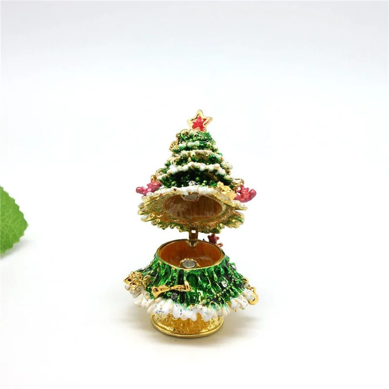 Metal Christmas Traditional Tree Shaped Trinket Jewelry Box