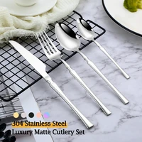 4pcs glossy tableware set stainless steel flatware knife fork spoon dinnerware western luxury silverware gift grace cutlery set