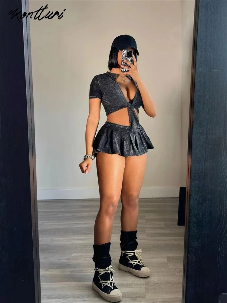 Kontturi Летние сексуальные комплекты из двух предметов Женский наряд с v-образным