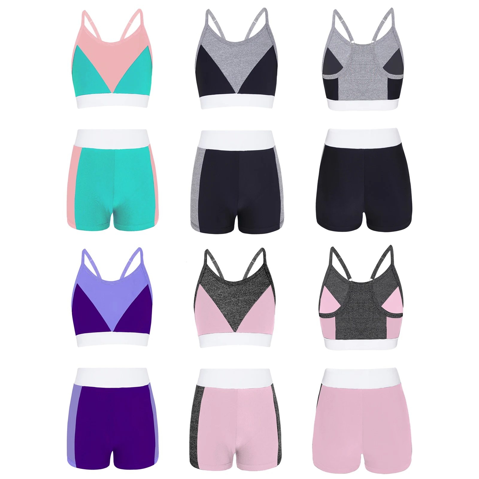 Детский спортивный костюм для девочек жилет без рукавов с цветными блоками