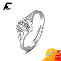trendy women ring silver 925 jewelry with zircon gemstone flower shape open finger rings for wedding bridal party gift wholesale