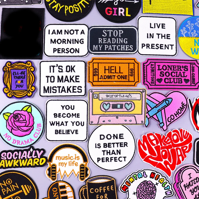 Аппликация с надписью Prajna, термоклейкие нашивки для одежды, Мультяшные нашивки в полоску, вышитые нашивки на одежду, Пришивные значки, наклейки