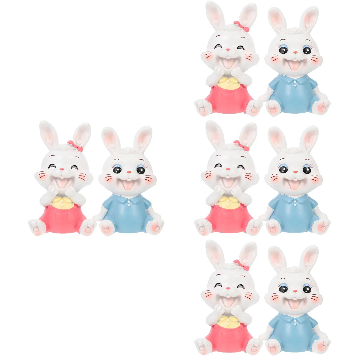 

8 Cartoon Miniature Rabbit Figurines Resin DIY Bunny Decoration for Desktop Cabinet