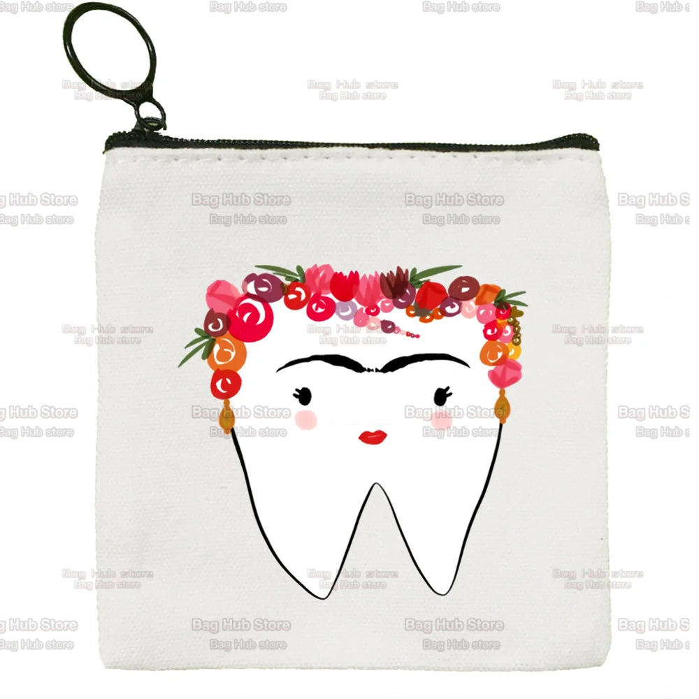 Tooth and Dentist Wallets Coin Pocket Vintage Male Purse Function Bags Boy and Girl Wallet  Card Holders