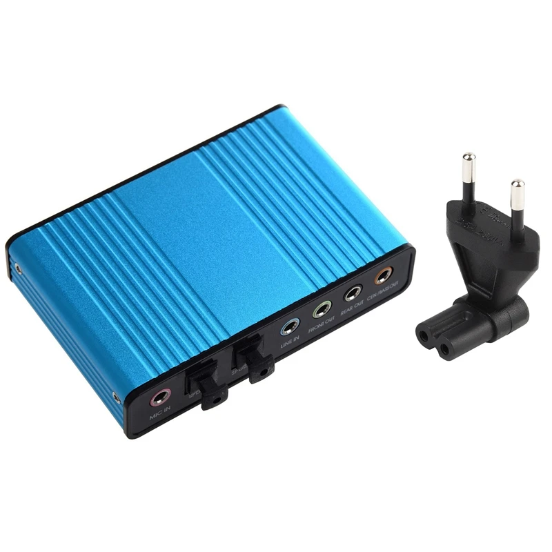 

USB 6 Channel 5.1 External Audio Sound Card SPDIF With 2-Pin Eu Male To Iec 320 C7 Female Ac Adapter 2.5A Fuse