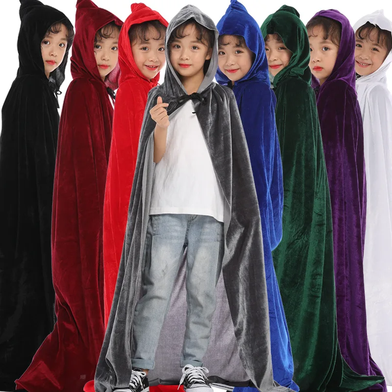

Halloween Cape Hood Robe Adult Children's Devil Death Vampire Ghost Costume Cloak Kids Cape Witch Outfit For Child Role Playing