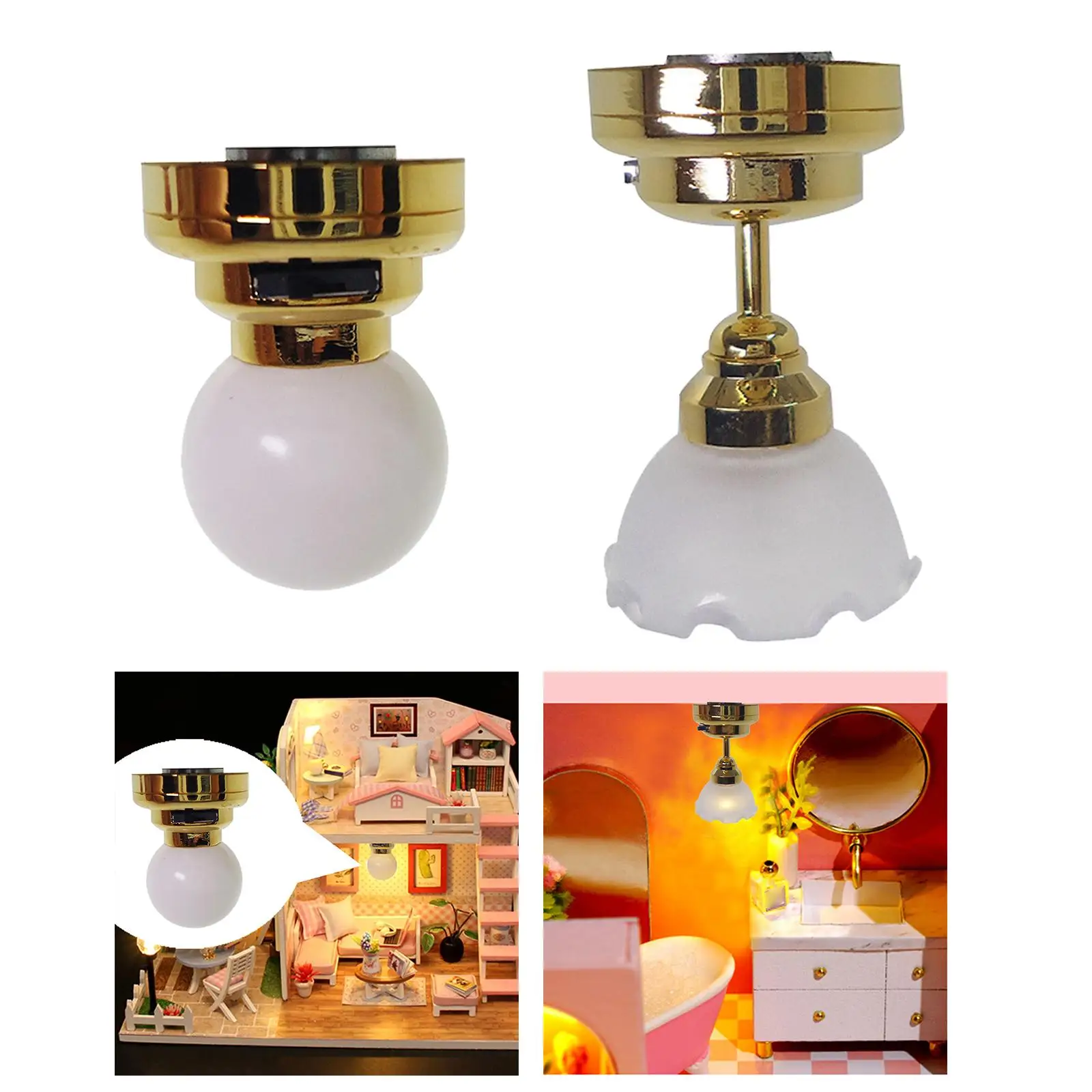 

Mini Ceiling Ligh Pretend 1:12 Dollhouse Ceiling LED Lamp for Micro Landscape Photo Props Living Room Decor Accessories