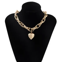 2022 gothic baroque heart pendant choker necklace for women wedding punk big bead lariat gold color long chain necklace jewelry