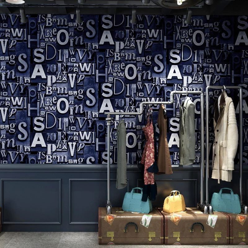 3D обои с трехмерными ностальгическими английскими буквами для парикмахерской