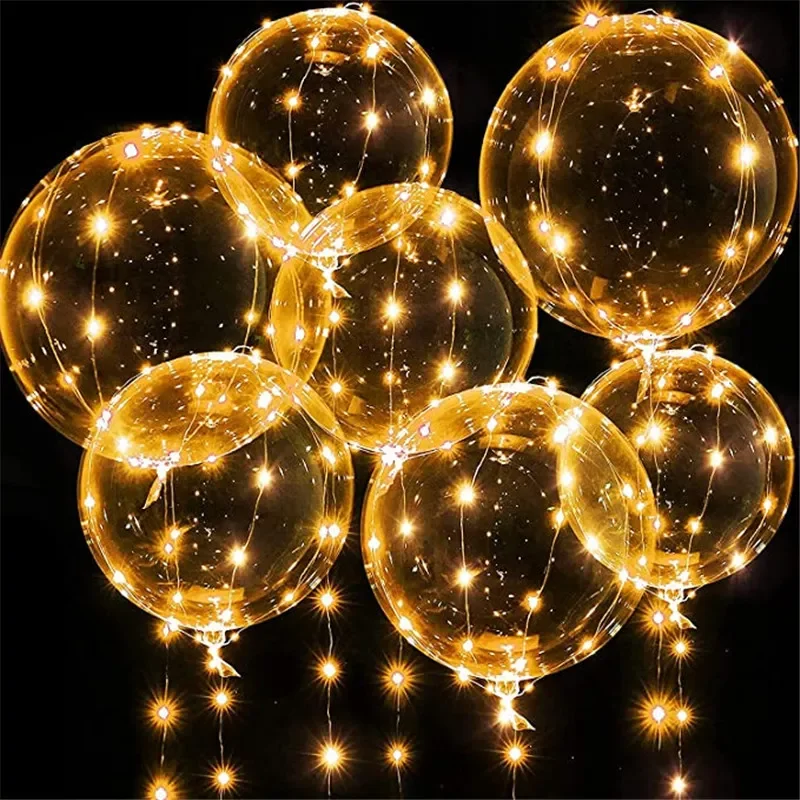 

Clear Bobo Balloon Glow Bubble Ballon with LED String Lights for Valentines Day Christmas Wedding Birthday Party Decoration