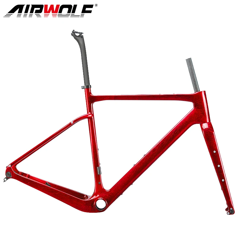 

AIRWOLF 2023 Carbon Road Frame Disc Brake 1223g Max 700*45C Road Bicycle Frameset Full Internal Cable 49-58cm Carbon Bike Frames