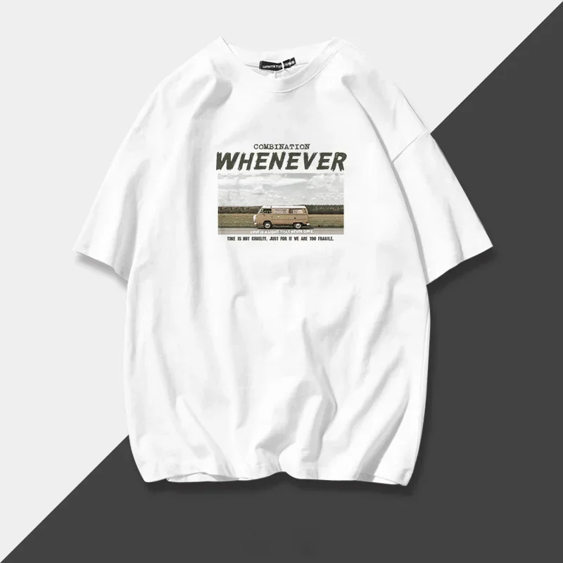 Футболка мужская Осенняя с коротким рукавом модная брендовая Свободная рубашка