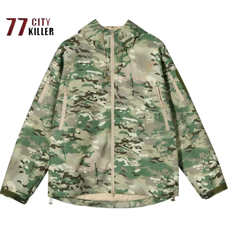 Men's Military Tactics Thickened Jacket Hooded Camouflage Zipper Multi Pocket Coat Winter Men's Outdoor Combat Parkas Chaqueta