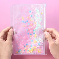 a5a6 transparent pvc storage card holder with 6 hole zipper document bag for notebook planner accessories pink blue purple