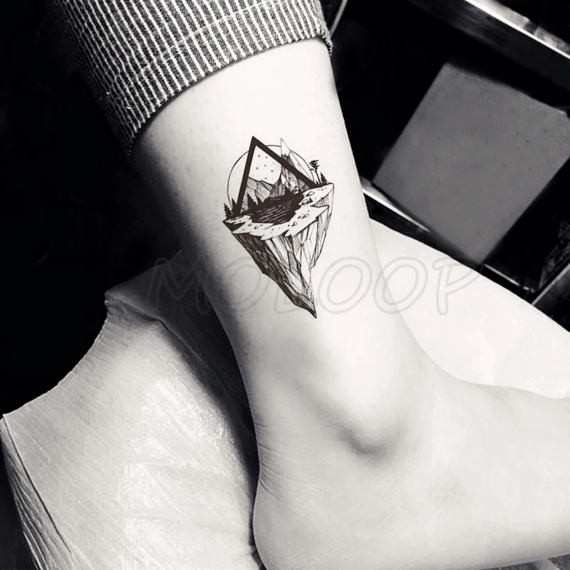 

Tattoo Sticker stone mountain planet moon star forest tree Water Transfer Temporary Fake tatto flash tatoo for kid girl men