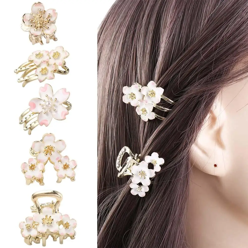 

Women Girls Small Cute Sakura Small Hair Clips Sweet Plum Blossom Hair Claw Metal Mini Hair Clips Cherry Blossoms Hairpins