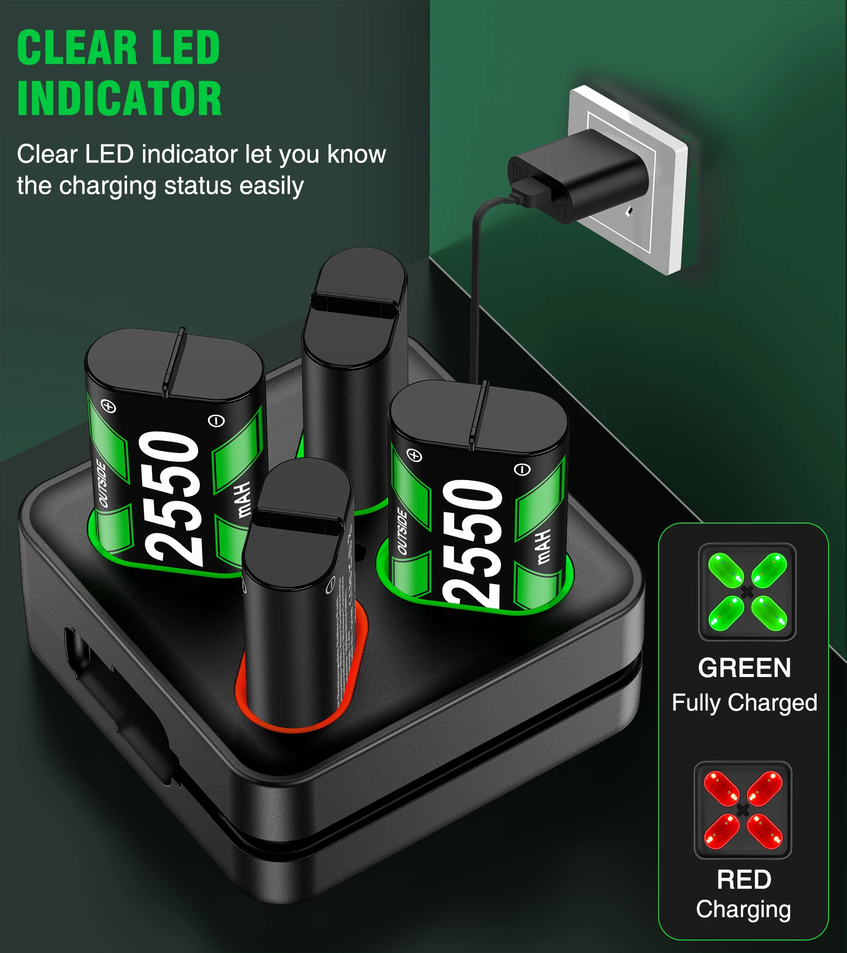 Аккумуляторная батарея 4X 0 мАч для Xbox One + USB/Type-C зарядный кабель зарядная