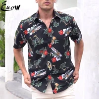 euow mens aloha shirts 2022 loose breathable trendy cool fashion hawaiian shirts men beach party tops short sleeves summer 3xl
