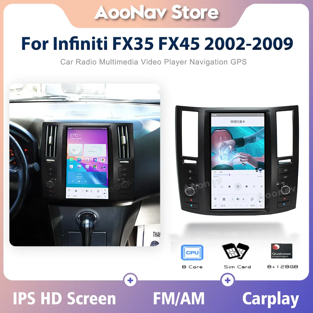 

Car A11 Qualcomm Stereo For Infiniti FX35 FX45 2002-2009 Multimedia GPS Navigation Carplay Qualcomm Tesla Carplay Head Unit