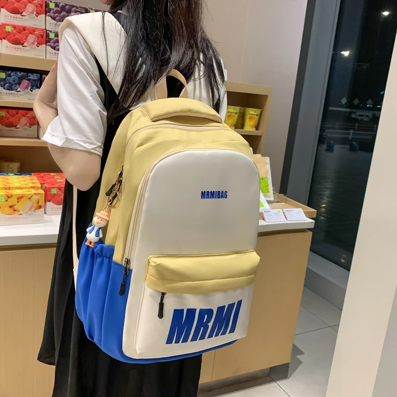 

Large Capacity school bag for high school students, Korean campus color contrast backpack, travel laptop backpack, new