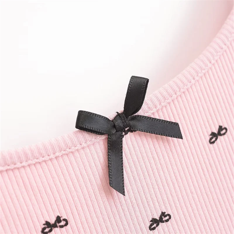 KEYANKETIAN новинка 2024 года женское трикотажное платье-топ с бантом и лямкой на шее в