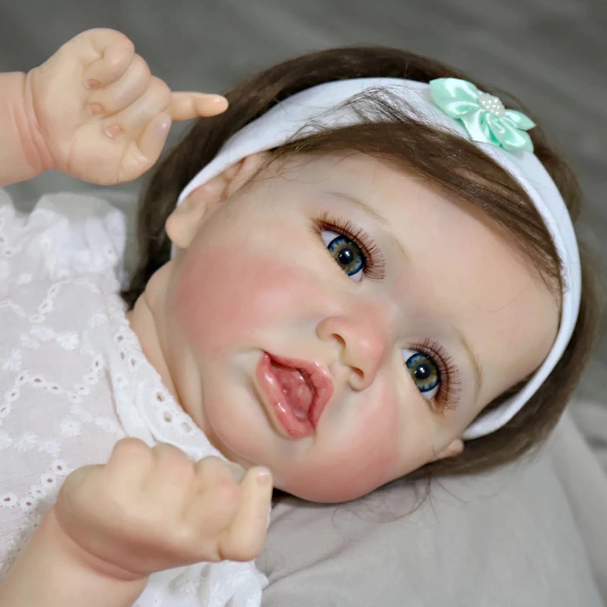 

50cm Cuddly Saskia Bebe Reborn Handmade Painted Lifelike Real Art Reborn Baby Girl With Rooted Hair muñecas rebon