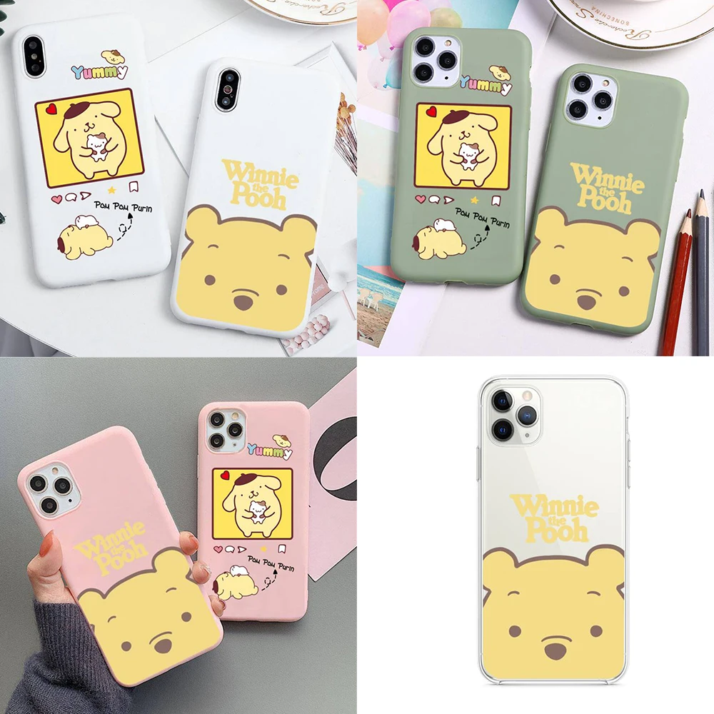 

Disney Winnie the Pooh Phone Case For iphone 13 12 11 Pro Max Mini XS 8 7 6 6S Plus SE 2020 XR Matte Candy color Silicone cover