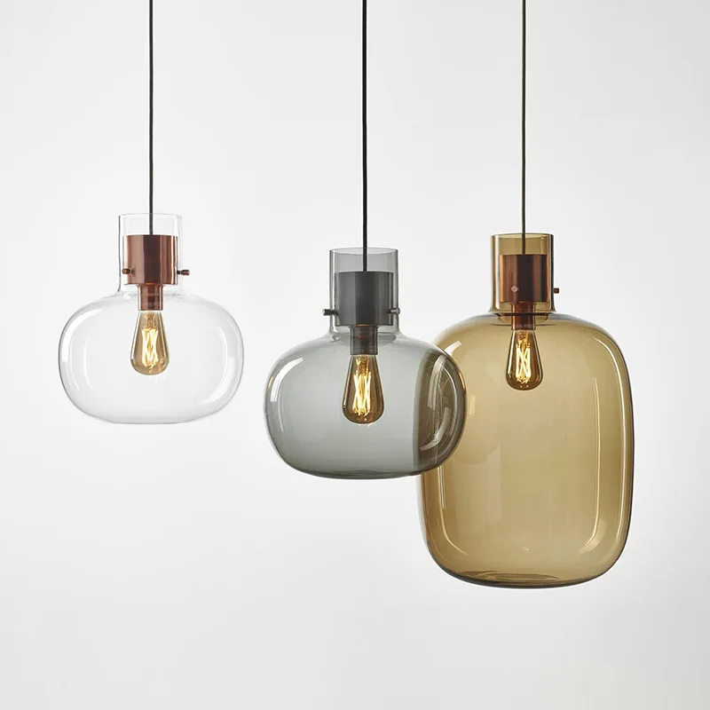 

Dinning Hanging Lamp Nordic Loft Industrial Smoke Gray Glass Pendant Lights Home Decor for Living Room Modern Led Light Fixtures