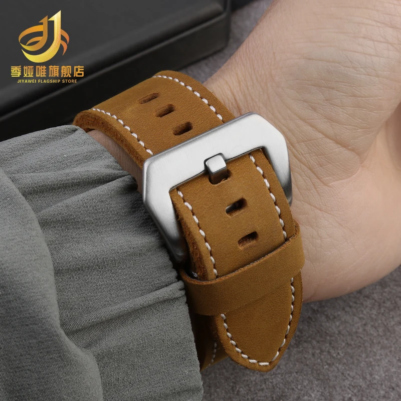 Кожаный ремешок одинаковой ширины для мужских часов толстый женский Panerai PAM111 441