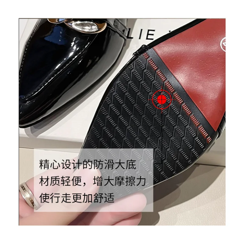 Spring New deep-mouth Korean version of a foot loafers metal buckle thick heels, casual women's small leather shoes