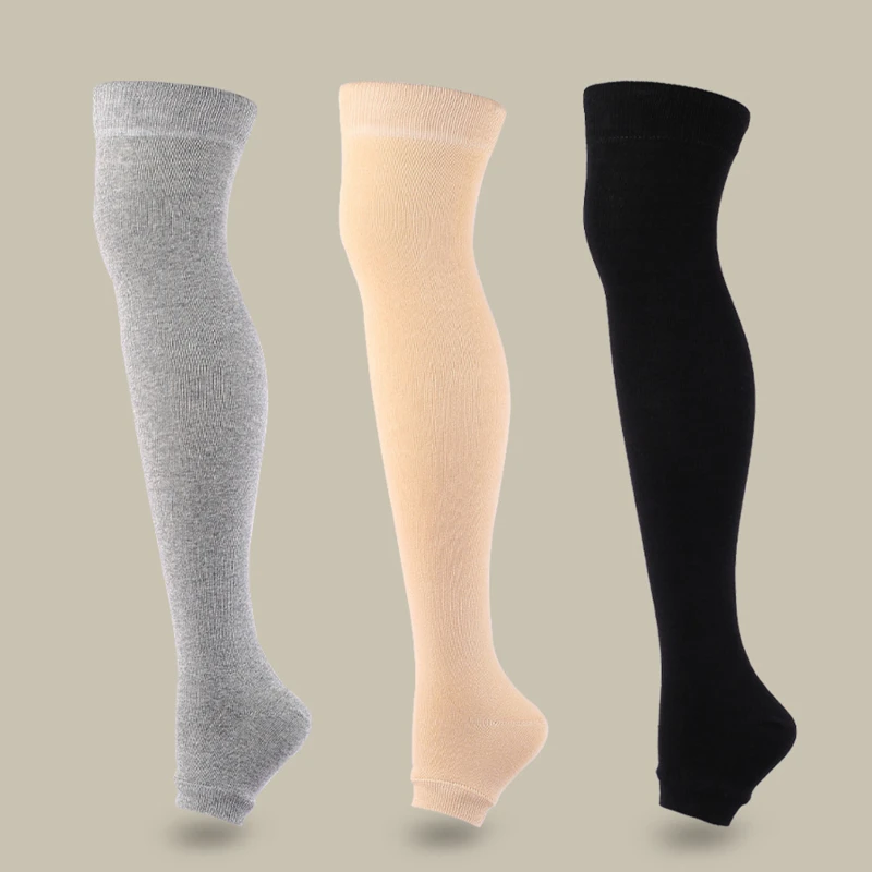 Open Toe Knee-High Medical Compression Stockings Varicose Veins Stocking Compression Brace Wrap Shaping for Women Men