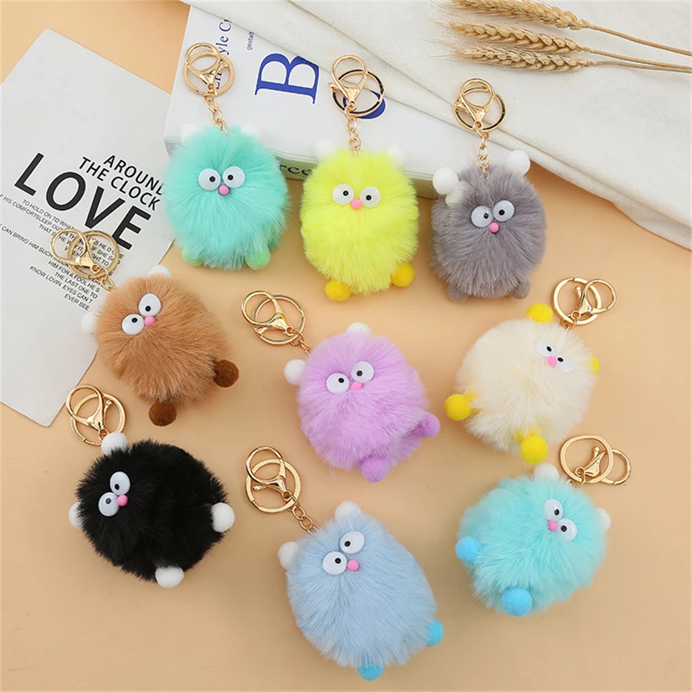 Cartoon Hamster Fur Ball Keychain Cute Plush Doll Key Ring for Women Bag Pendant   Accessories DIY Birthday Gifts