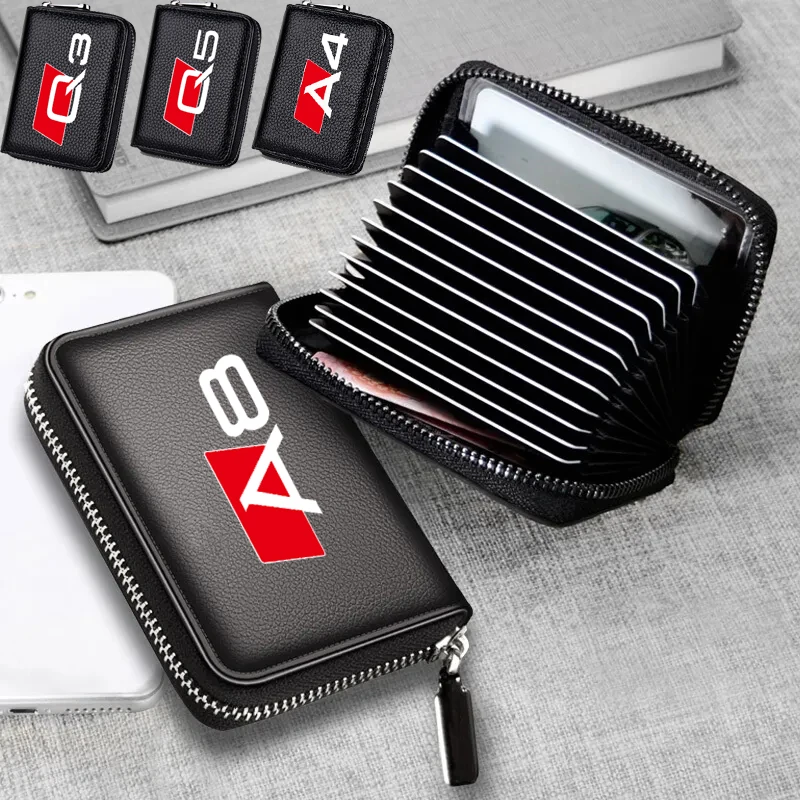 

4S custom Genuine Leather bag Driver License Business Card Holder Wallet for audi A3 A4 A5 A6 A7 A8 Q3 Q5 Q7 Q8 car Accessories
