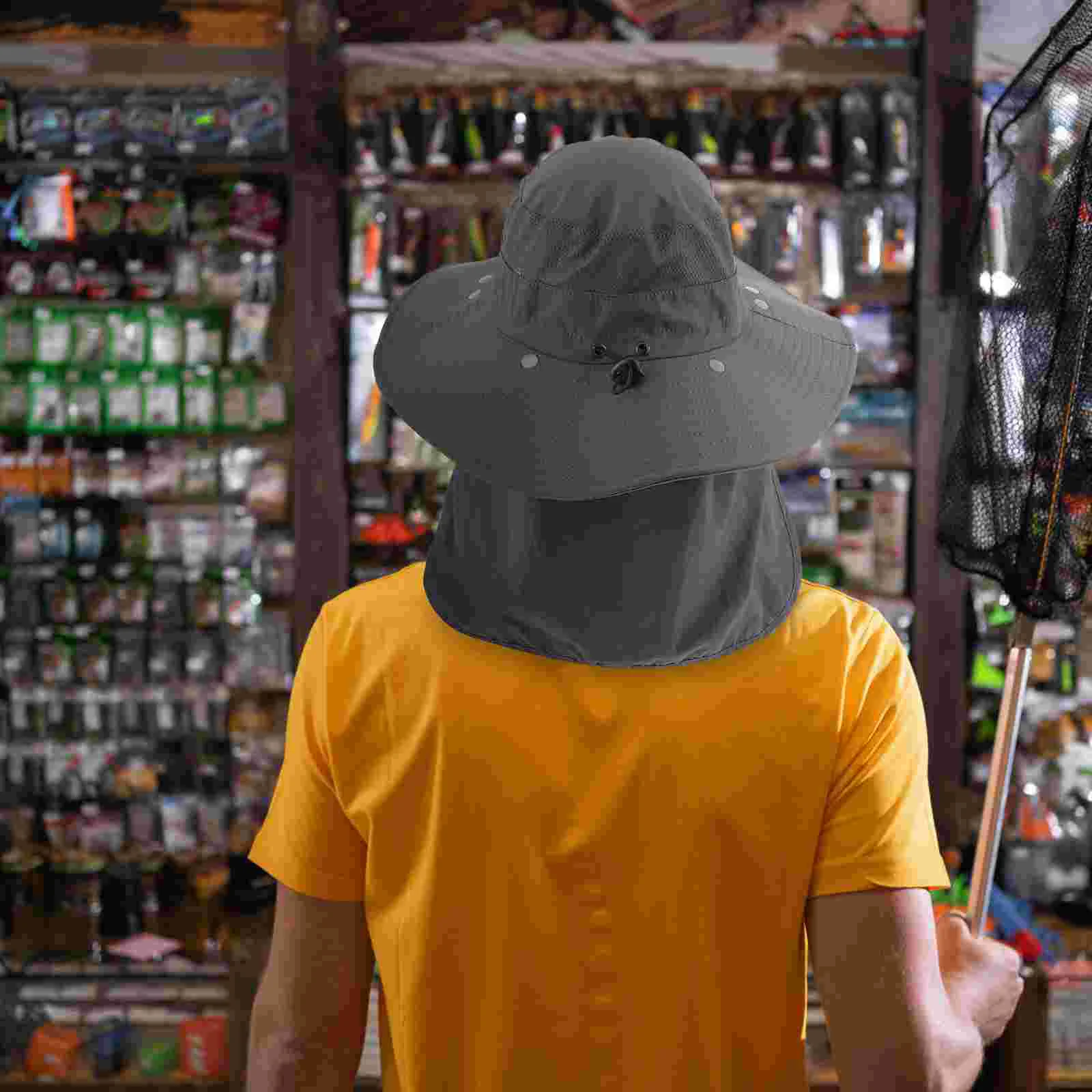 

Bucket Lid Bright Wide Brim Hat Summer Neck Flap Sun Cap Outdoors Fishing Cover Caps