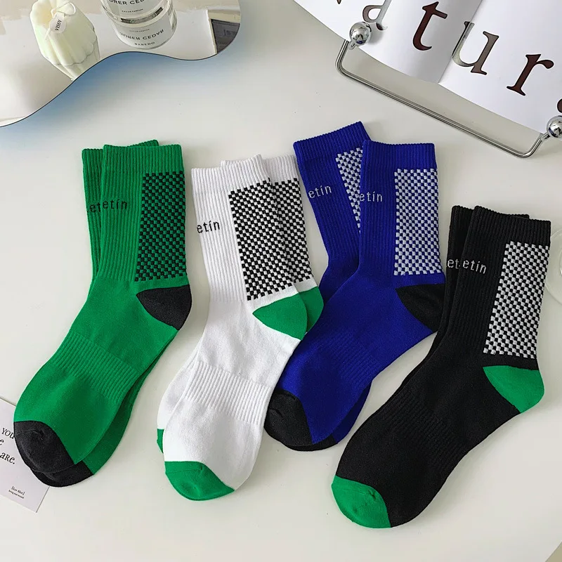 

Plaid Women Sock Creative Woman Cotton Socks Casual Long Sox Girls Fashion Couples Soft Spring Summer Skateboard Sport Skarpetki