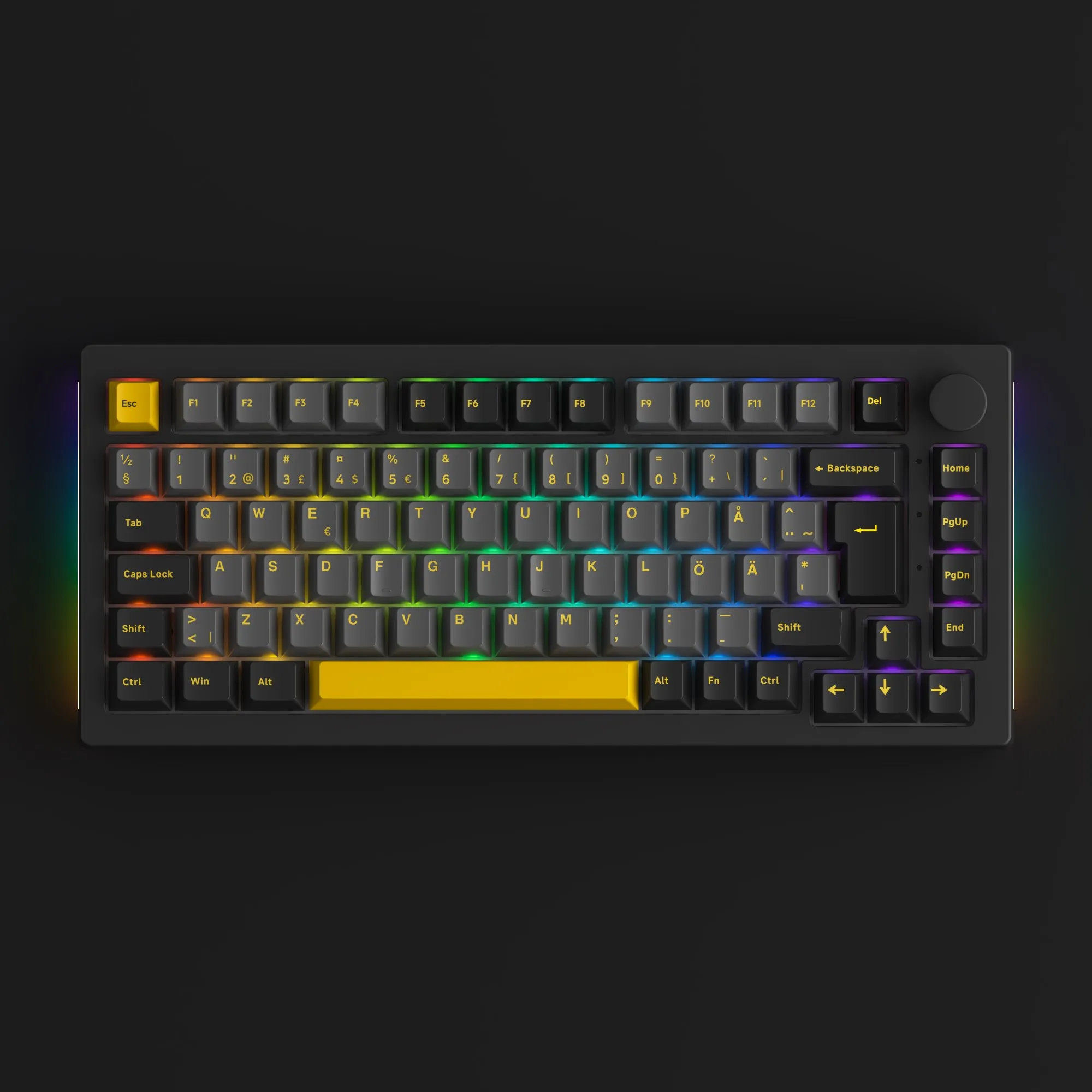 

Akko 5075B Plus Keyboard Black & Gold ISO Nordic 75% Hot Swap RGB Mechanical Gaming Keyboard 2.4GHz Wireless/USB Type-C/BT 5.0