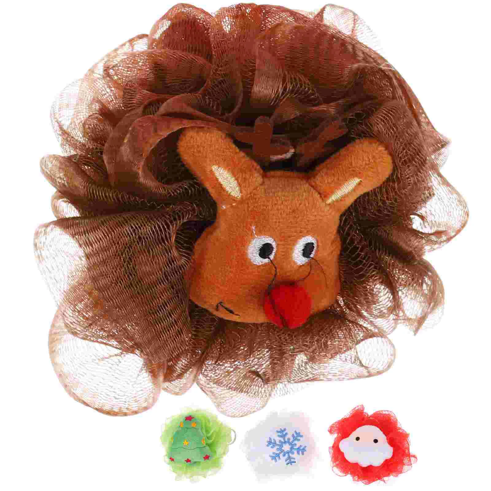 

Christmas Bath Loofah Santa Claus Xmas Tree Reindeer Mesh Pouf Ball Shower Sponge Body Scrubber Exfoliator Skin Exfoliating