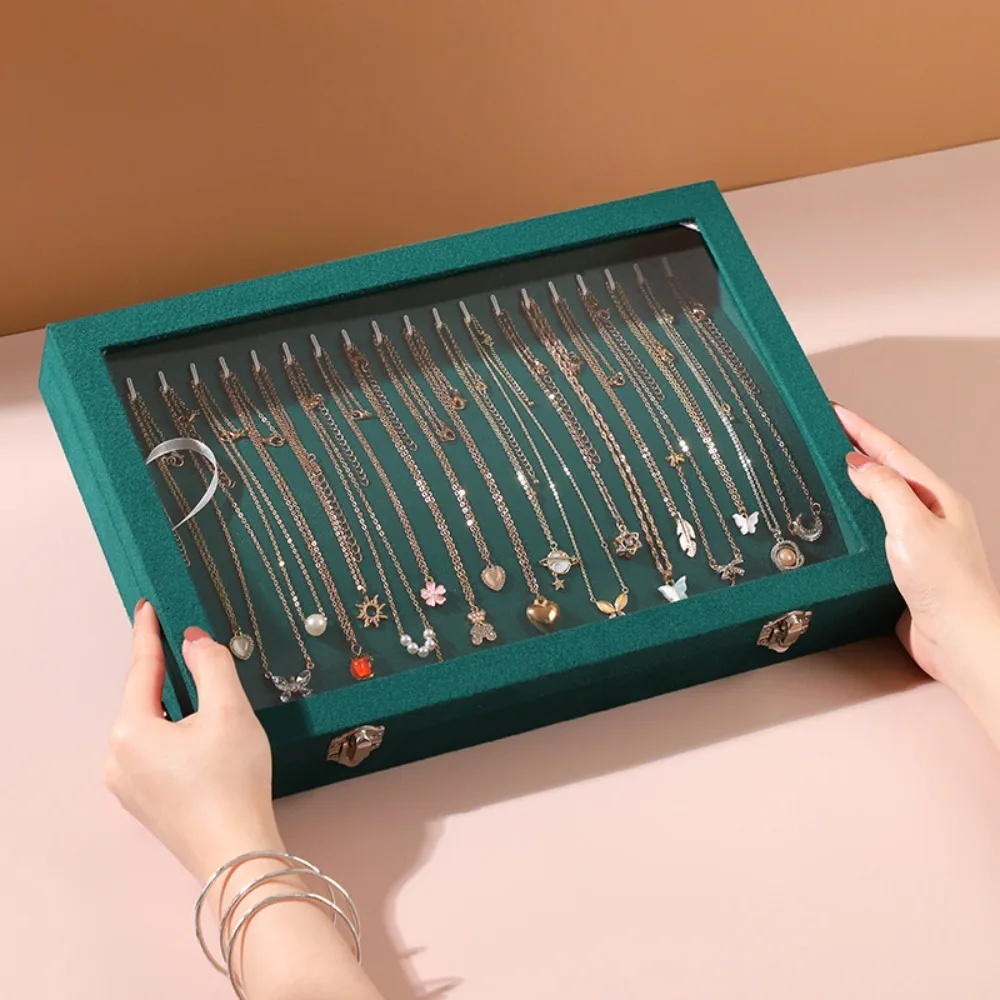 Бархатная бархатная коробка для ожерелья Пыленепроницаемая квадратная высокой