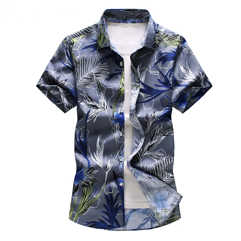 

Мужская летняя рубашка с коротким рукавом, размеры до 5XL, 6XL