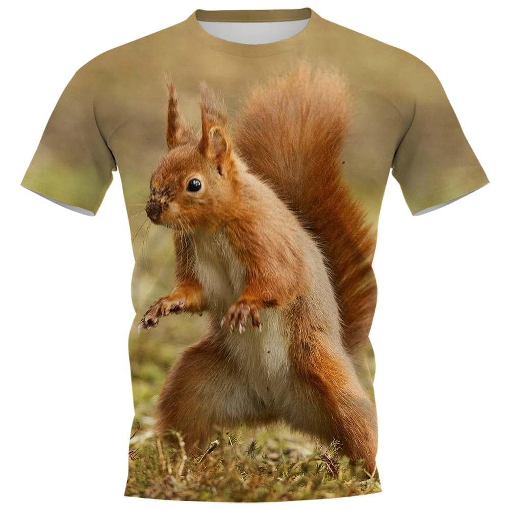 

CLOOCL Men T-Shirt Animal Cute Squirrel 3D Graphics Printed Women Tees Casual Male Short Sleeve Cozy O-Neck Summer Tops