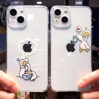 cute cartoon duckling luxury clear phone case for iphone 11 12 13 pro max 12 13 mini x xr xs max 5 6 7 8 plus funda celula coque